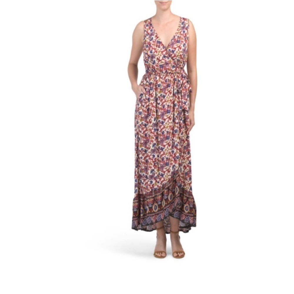 Band of Gypsies Paisley Floral Faux wrap dress